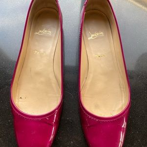 Christian Louboutin Hot Pink Patent Leather flats, size 41 (10-11 US)